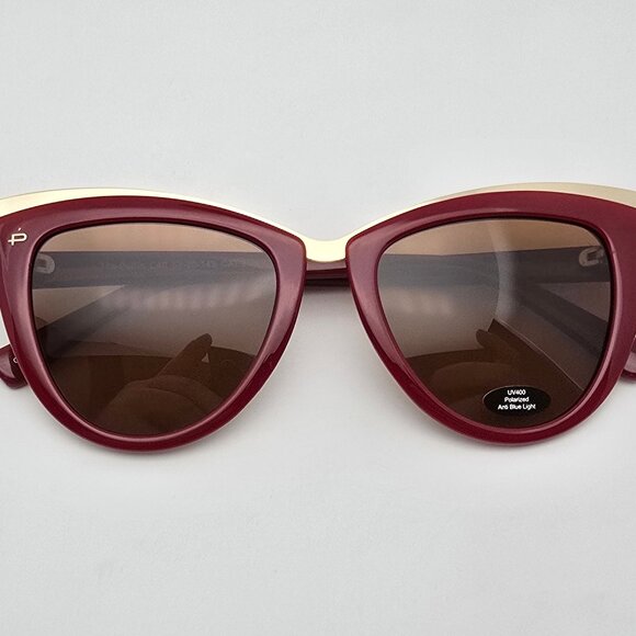 *SOLD* Prive Revaux The Berlin Red Gold Frame Polarized Brown Lens Sunglasses - Picture 12 of 16